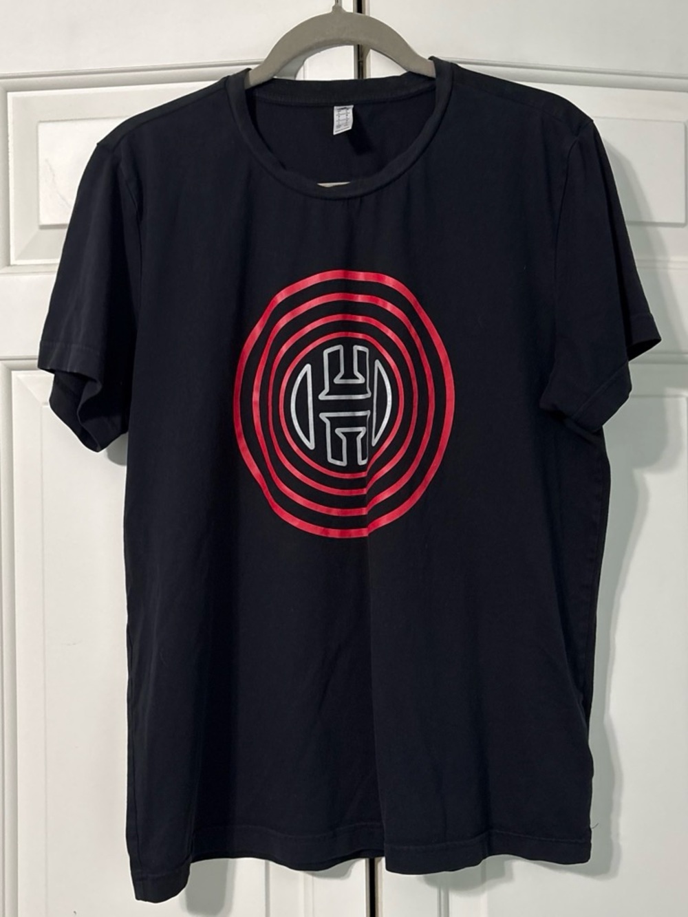 adidas Black Short Sleeve Tee with Red Concentric Logo